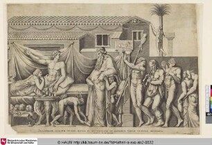 Triclinarum Lectorum Tripedis Mensae et Accumbentium ex Marmoreis Tabulis Graphica Deformatio