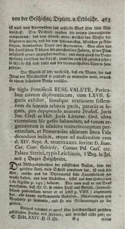 De siglo pontificali: Bene valete, periculum novum diplomaticum.