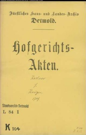 Kestner, Hofgerichtssekretär gegen Jobst Krüger - Schuldforderung
