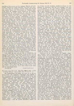 755-757 [Rezension] Barrett, Charles K., From first Adam to last