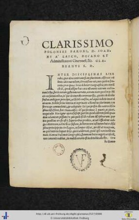 Clarissimo Poloniae baroni, D. Ioanni A´ Lasko…