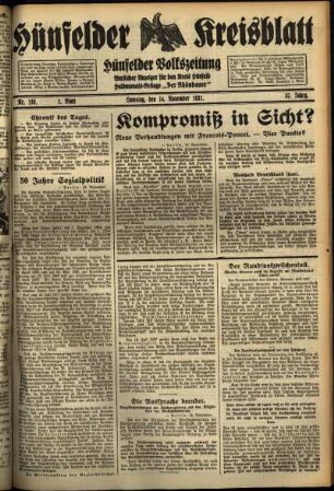 Erste Ausgabe vom Samstag, den 14. November 1931.