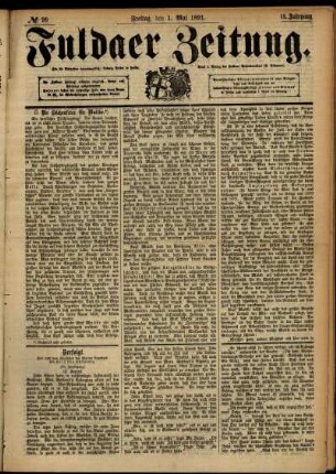 Ausgabe vom Freitag, den 01. Mai 1891.