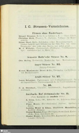 I. C. Strassen-Verzeichniss