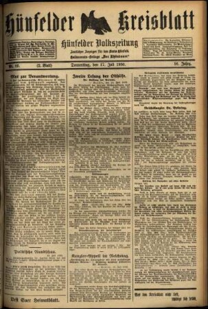Zweite Ausgabe vom Donnerstag, den 17. Juli 1930.