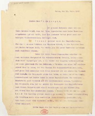 Brief an Lothar Windsperger : 11.09.1920