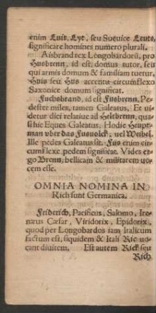 Omnia Nomina In Rich sunt Germanica.