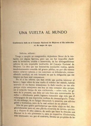 Conferencia dada en el Consejo Nacional de Mujeres el día miércoles 27 de mayo de 1914