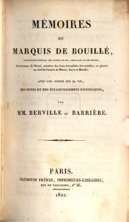Mémoires du Marquis de Bouillé