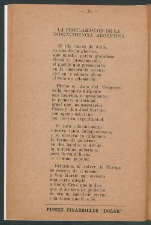 La proclamación de la independencia argentina