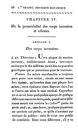 Chapitre IV. De la perméabilité des corps terretres et célestes.