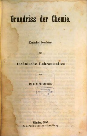 Grundriss der Chemie : zunächst bearbeitet für technische Lehranstalten