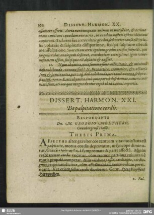 Dissert. Harmon. XXI. De palpitatione cordis