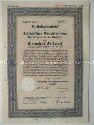 Pfandbrief des Erbländischen Ritterschaftlichen Creditvereins Sachsen Nr.3571
