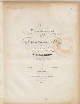 Divertissement : pour le piano-forte ; sur les soirées musicales de Rossini ; op. 18