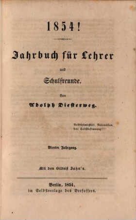Jahrbuch für Lehrer und Schulfreunde. 4. 1854