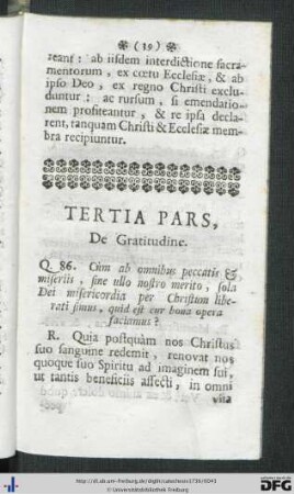 Terta Pars, De Gratitudine.