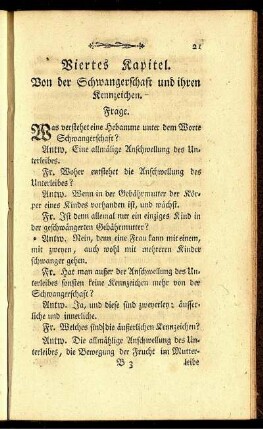 Viertes Kapitel. Von der Schwangerschaft und ihren Kennzeichen.