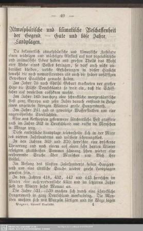 Atmosphärische und klimatische Beschaffenheit der Gegend. - Gute und böse Jahre. - Landplagen