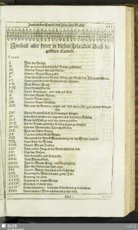 Innhalt aller derer in diesem Zehnden Buch begriffenen Capiteln