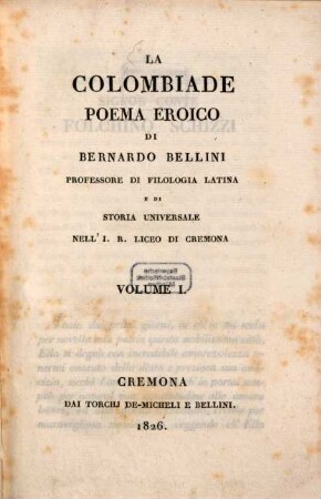 La Colombiade : poema eroico, 1