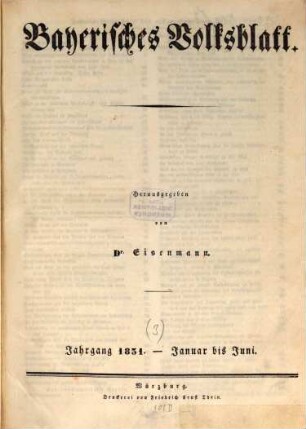 Bayerisches Volksblatt : eine constitutionelle Wochenschrift. 3. 1831