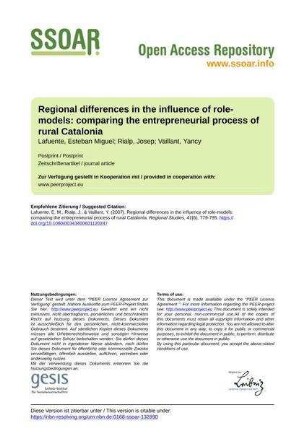Regional differences in the influence of role-models: comparing the entrepreneurial process of rural Catalonia