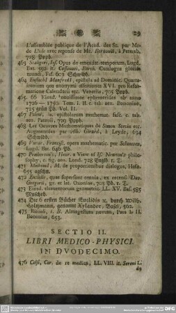 Sectio II. Libri Medico-Physici