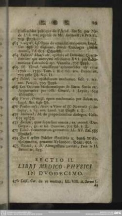 Sectio II. Libri Medico-Physici