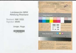 Entnazifizierung Hugo Junge , geb. 30.11.1897 (Schmied)