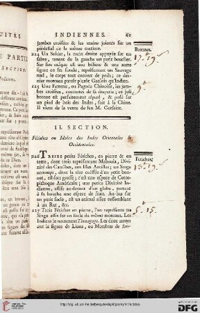 II. Section: Fétiches ou idoles des index orientales occidentales