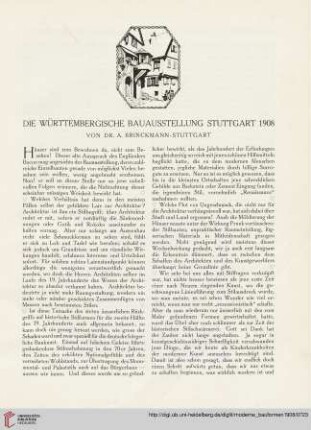[Beilage]: Die Württembergische Bauausstellung Stuttgart 1908