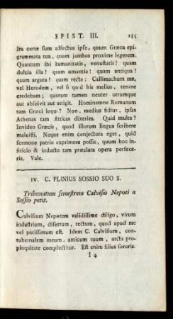 IV. C. Plinius Sossio Suo S.