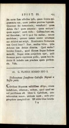 IV. C. Plinius Sossio Suo S.