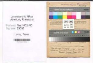 Entnazifizierung Franz Lorse, geb. 09.09.1910 (Angest.)