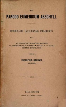 De parodo eumendium Aeschyli