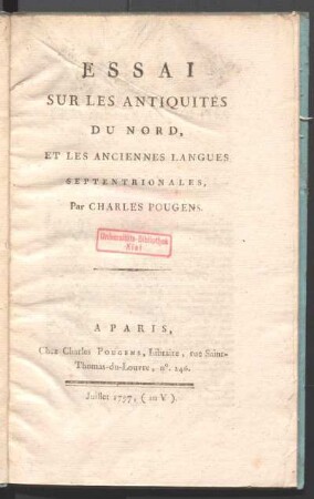 Essai sur les antiquités du Nord, et les anciennes langues septentrionales