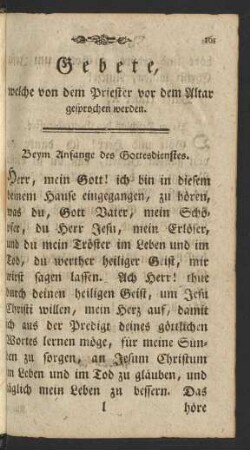 Gebete welche von dem Priester vor den Altar gesprochen werden
