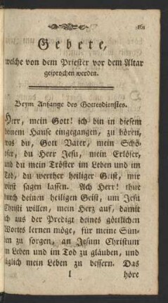 Gebete welche von dem Priester vor den Altar gesprochen werden