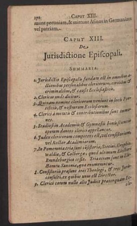Caput XIII. De Jurisdictione Episcopali.