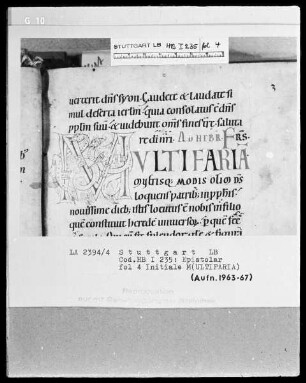 Epistolar — Initiale M (ultifaria), Folio 4recto