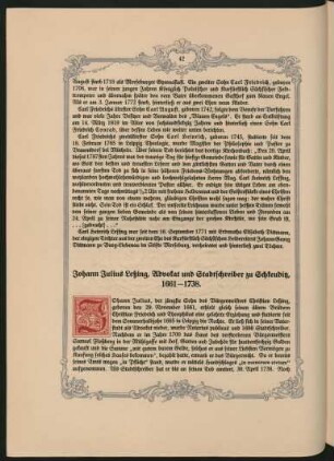 Johann Julius Leßing, Advokat und Stadtschreiber zu Schkeuditz, 1661-1738