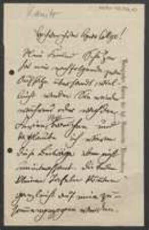Brief von August Kanitz an Unbekannt
