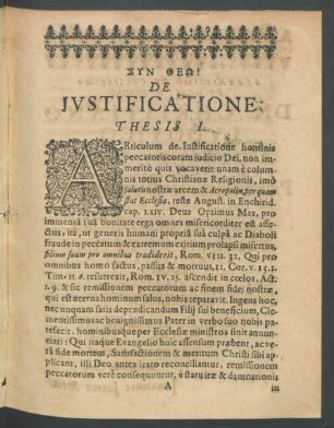 De Iustificatione: Thesis I. - XXIIX.