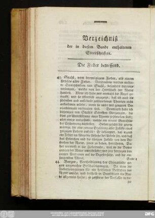 Verzeichniß der in diesem Bande enthaltenen Streitschriften.
