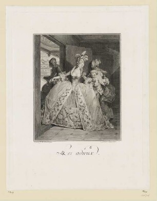 Les Adieux, Blatt 10 der Folge "Suites d'Estampes pour servier a l'Histoire du Costume en France dans le Dix-Huitième Siècle"