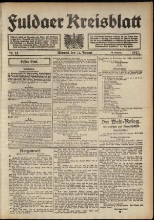 Erste Ausgabe vom Mittwoch, den 31. Januar 1917.