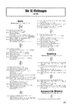 Die SC-Meldungen Juli 1934