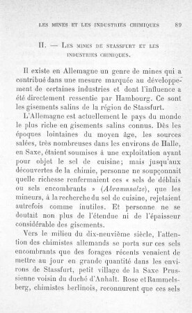 II. - Les mines de stassfurt et les industries chimiques.