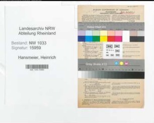 Entnazifizierung Heinrich Hansmeier , geb. 29.02.1916 (Polizeibeamter)